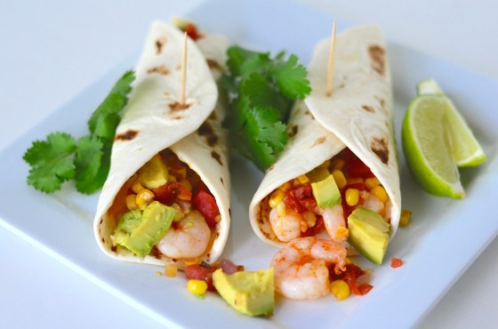 Shrimp Soft Tacos with Corn, Rotel, Avocado Salsa
