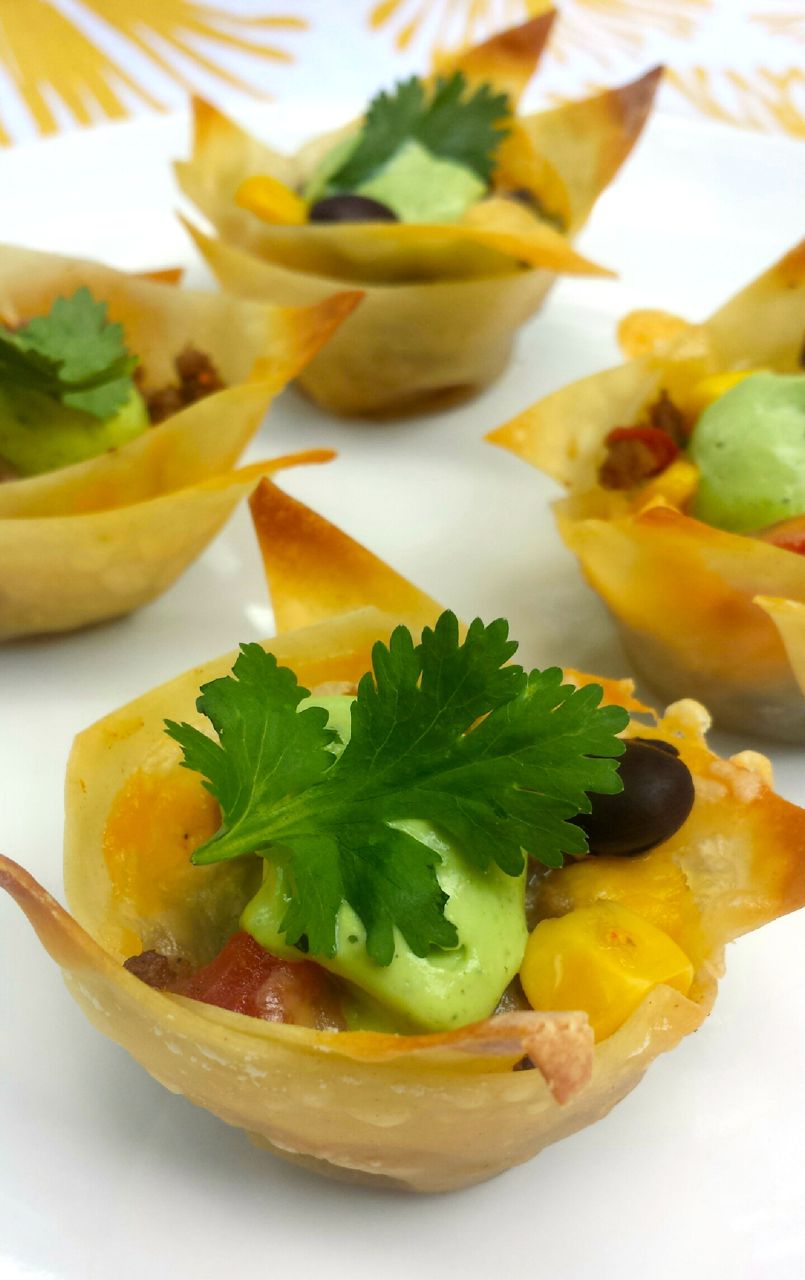 Southwestern Fiesta Cups with Creamy Avocado Sauce