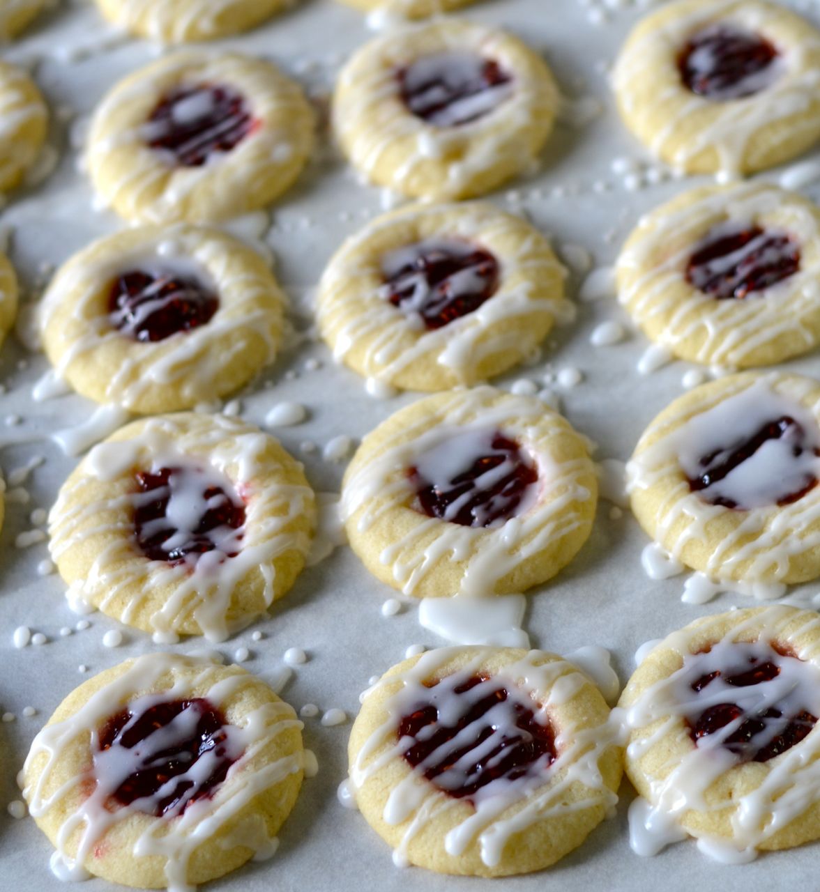 Raspberry Almond Thumbprint Cookies